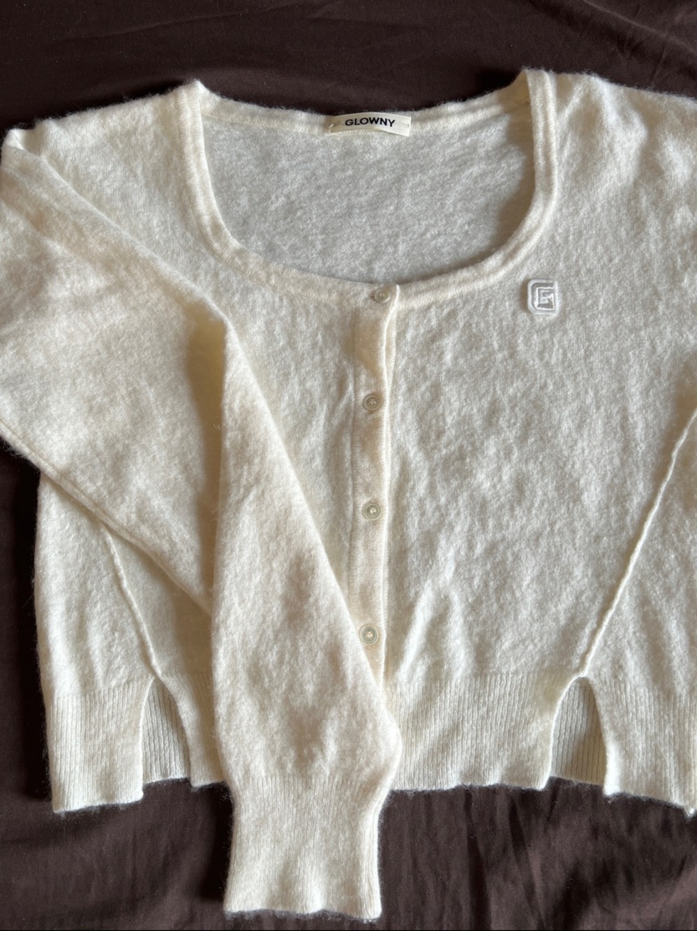Glowny Cream Button-Front Knit Cardigan